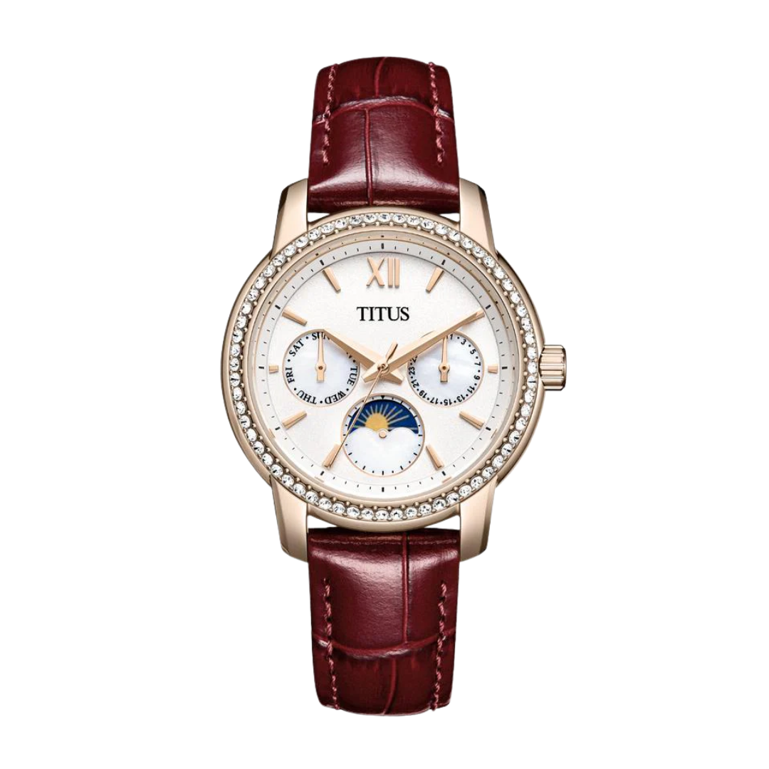 Solvil et Titus Devot W06-03263-008 multi-function silver-white dial red leather 34.5mm