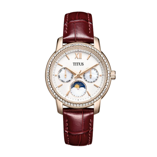 Solvil et Titus Devot W06-03263-008 multi-function silver-white dial red leather 34.5mm