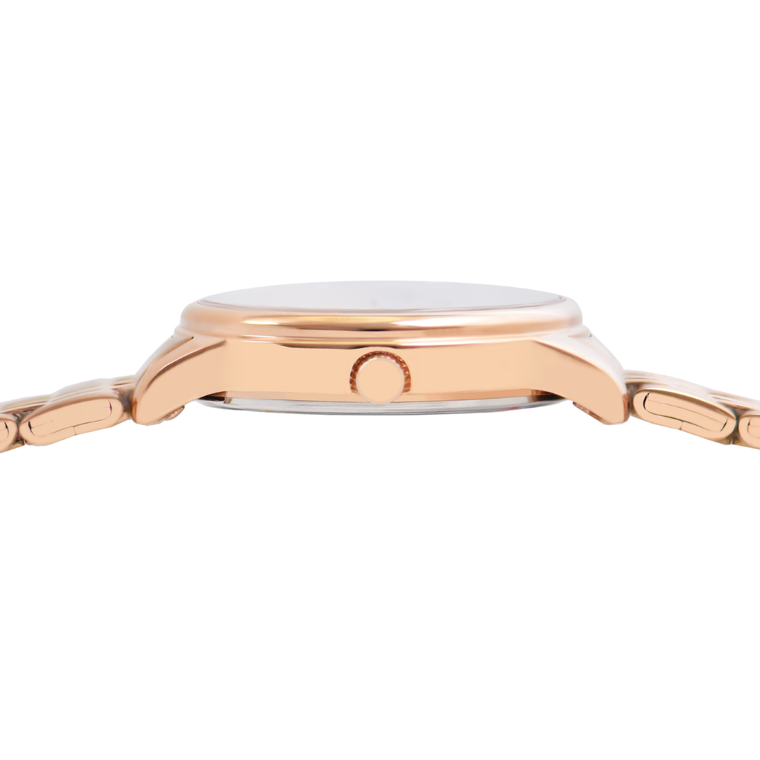 Alba AG8Q72X rose gold crown and case detail — women&