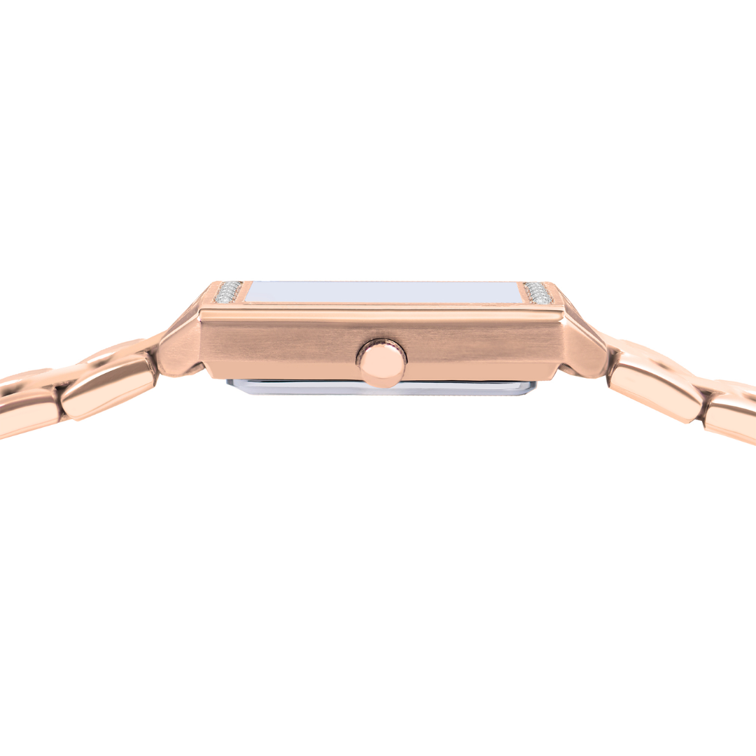 Alba AH7EZ8X rose gold crown and rectangular case detail — women&