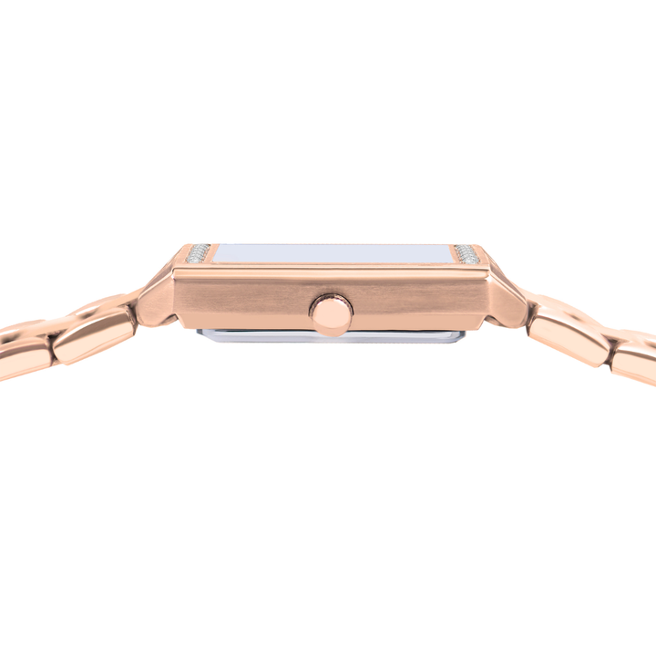 Alba AH7EZ8X rose gold crown and rectangular case detail — women&