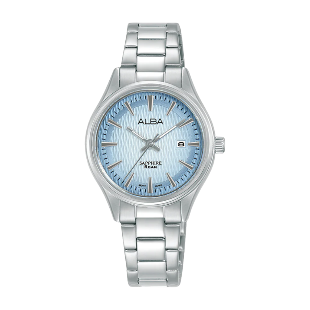 ALBA AH7DM9X Prestige Quartz Women Watch with light blue dial and stainless steel bracelet – City Chain Singapore