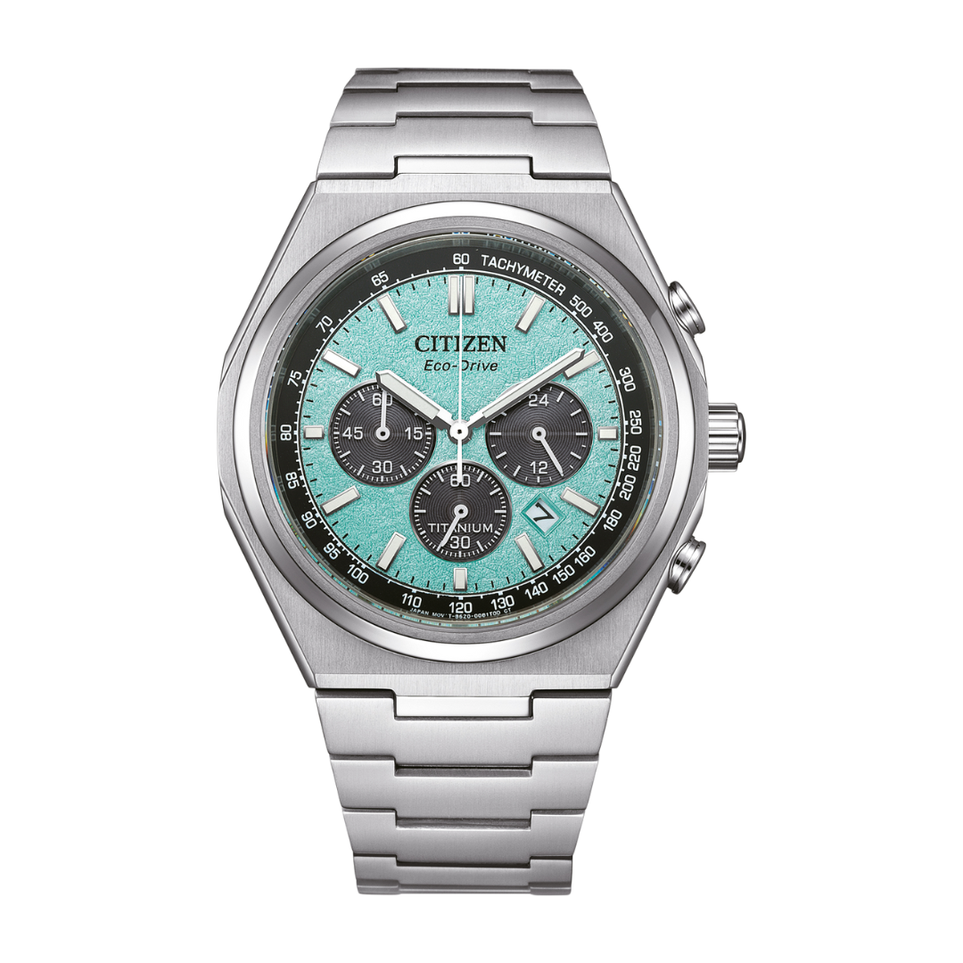 Citizen CA4610-85M Super Titanium Eco-Drive Chronograph Green Dial Watch