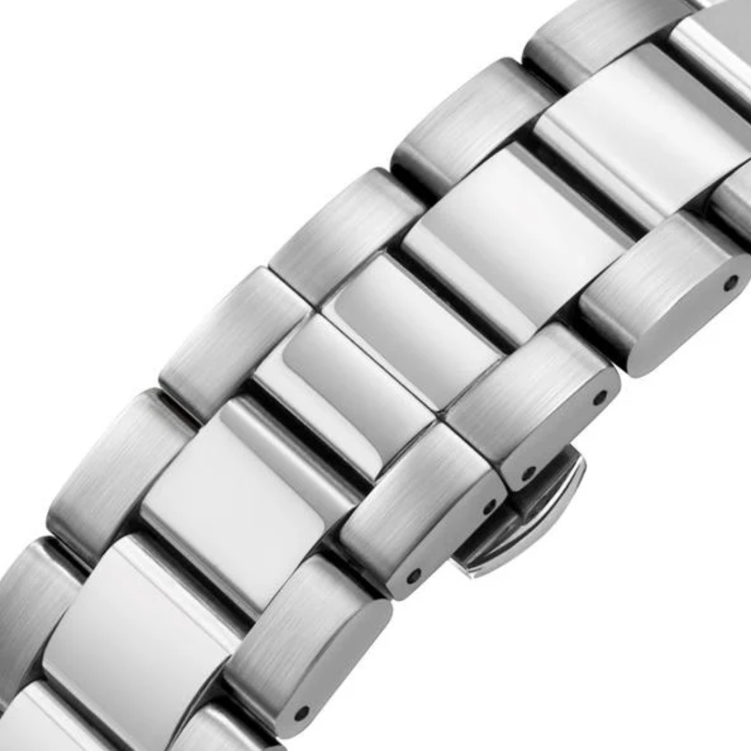 CYMA Champion 316L stainless steel bracelet with butterfly fold-over clasp — 20mm lug width