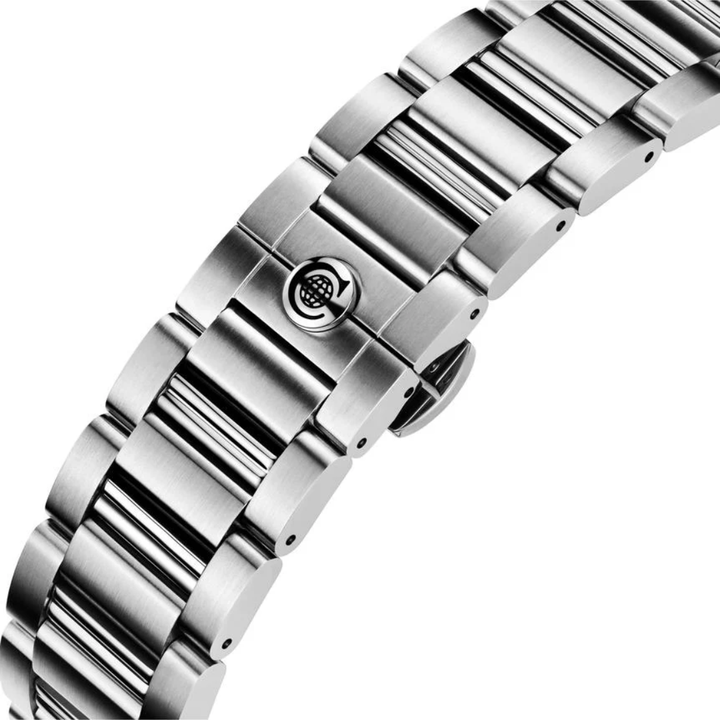 CYMA Grand Maestro "The Chess" 40th Anniversary 316L stainless steel bracelet with butterfly fold-over clasp — 22mm lug width, 1 of 40 pieces