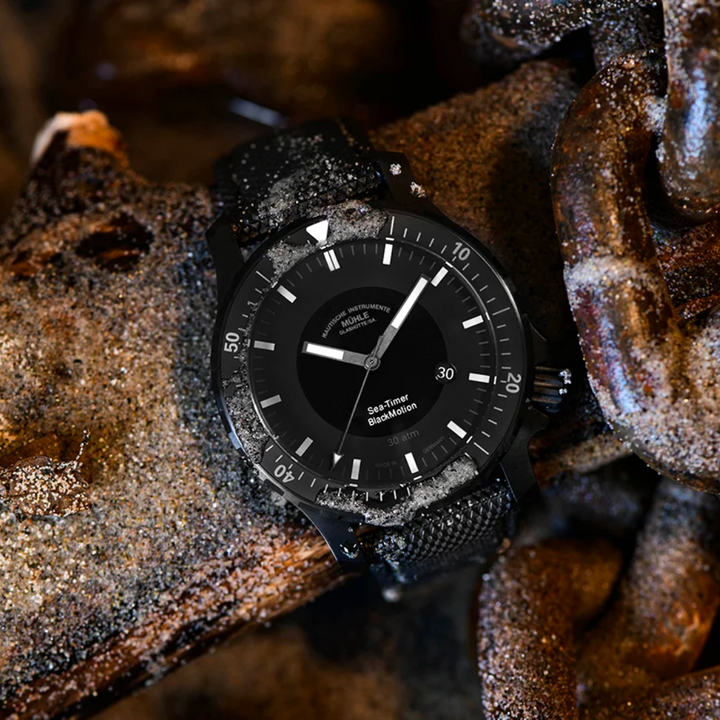 MÜHLE-GLASHÜTTE SEA-TIMER BLACKMOTION M1-41-83-CB AUTOMATIC TEXTILE STRAP MEN WATCH