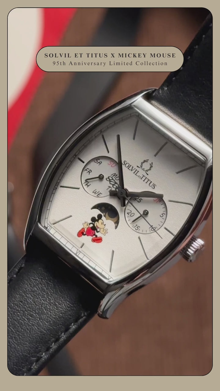SOLVIL ET TITUS MICKEY MOUSE 95TH ANNIVERSARY W06-03355-001 MULTI-FUNCTION LEATHER MEN WATCH