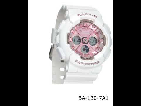 CASIO BABY-G BA-130-7A1DR ANALOG-DIGITAL WHITE PINK WATCH