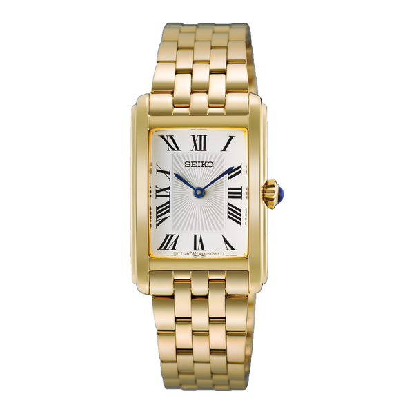 Seiko HGG001P1 gold-tone rectangular quartz women's watch front view