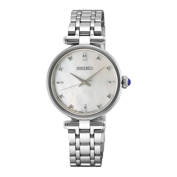 Seiko HGH005P1 mother-of-pearl dial with diamonds front view