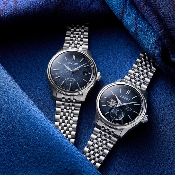 Seiko SPB527J1 Ai-iro blue dial with visible open-heart complication at 9 o&