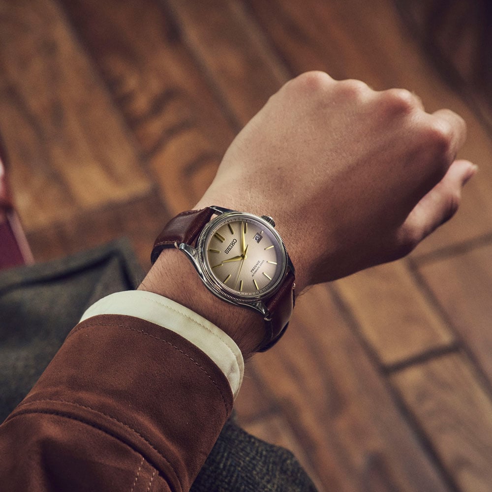 Seiko Presage SPB529J1 domed dial with curved hands and vintage-inspired indices
