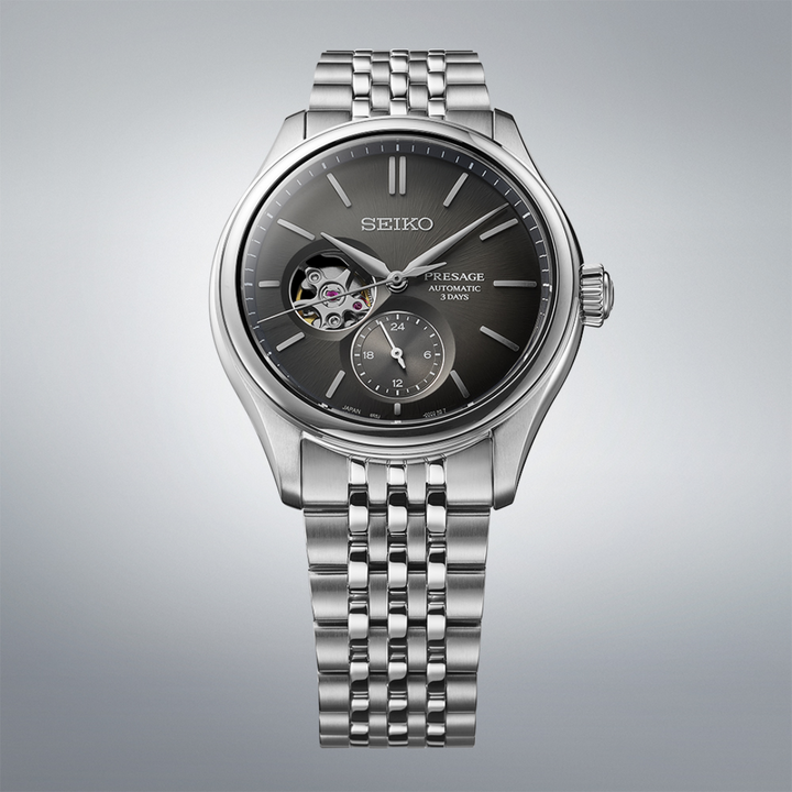 Seiko SPB471J1 Sumi-iro black dial detail with silk-like texture and calligraphy-inspired design