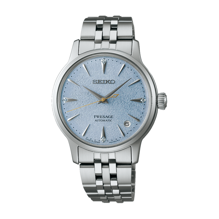Seiko Presage SRPL61J1 Cocktail Time automatic light blue dial 34mm 4 diamonds