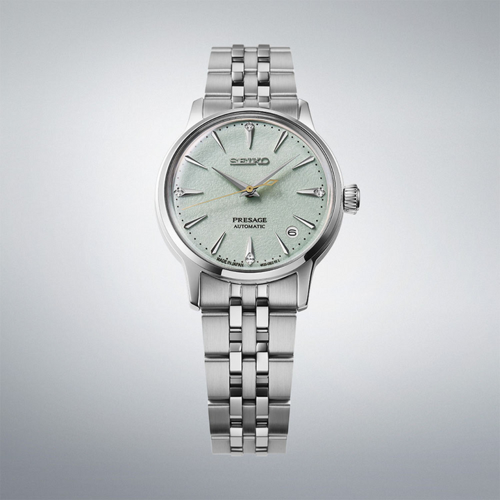 Seiko Presage SRPL63J1 light green dial crushed ice texture Frozen Mojito inspired