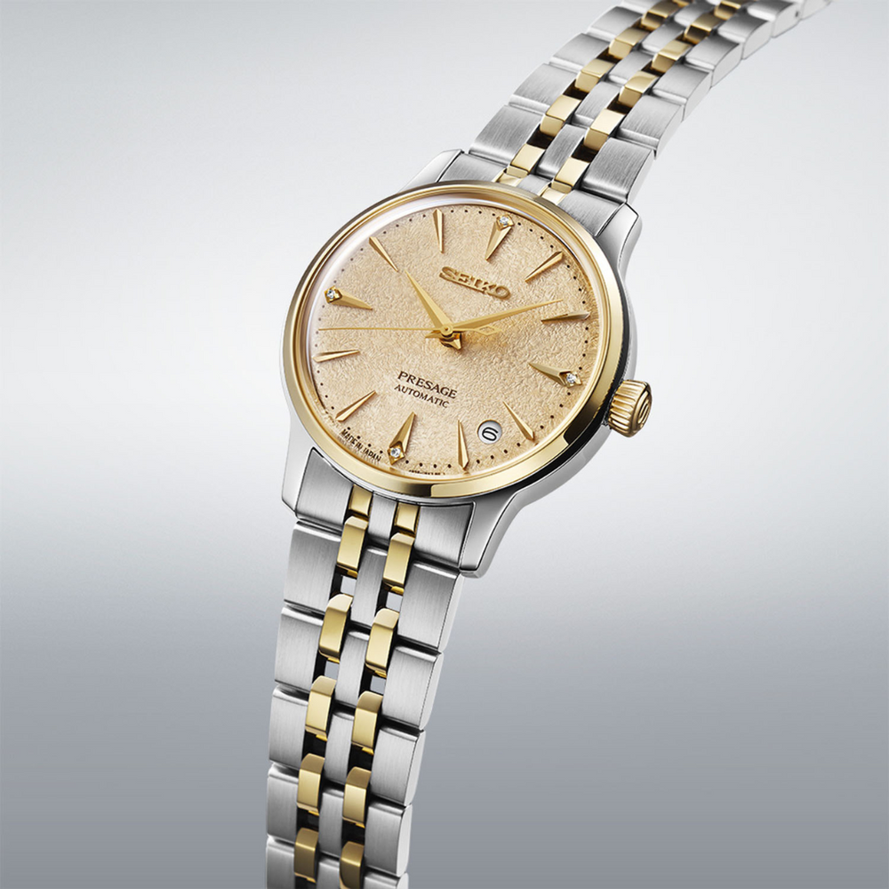 Seiko SRPL64J1 Cocktail Time stainless steel bracelet with soft yellow dial