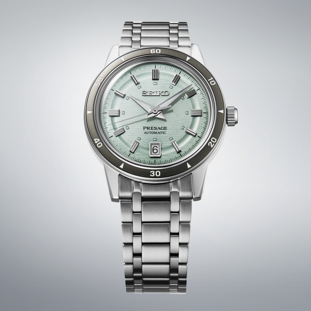 Seiko SRPL71J1 Style 60s stainless steel bracelet with mint green dial