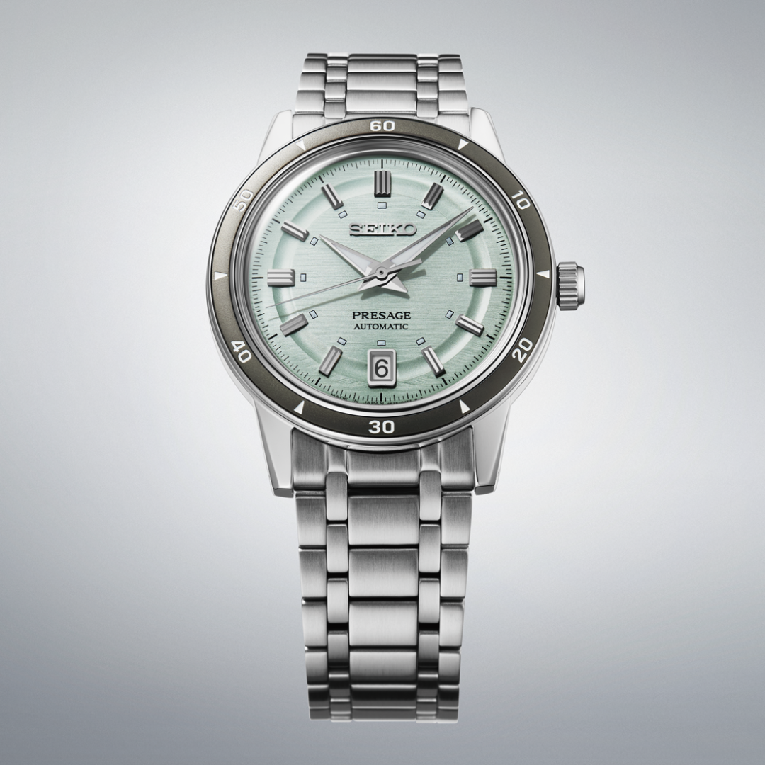 Seiko SRPL71J1 Style 60s stainless steel bracelet with mint green dial