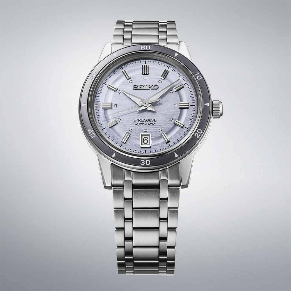 Seiko SRPL73J1 Style 60s stainless steel bracelet with light violet dial