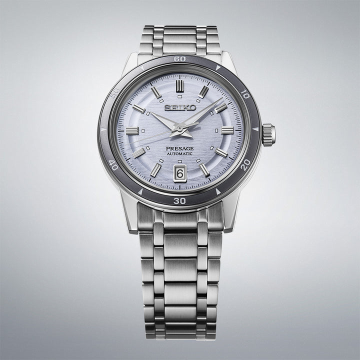 Seiko SRPL73J1 Style 60s stainless steel bracelet with light violet dial