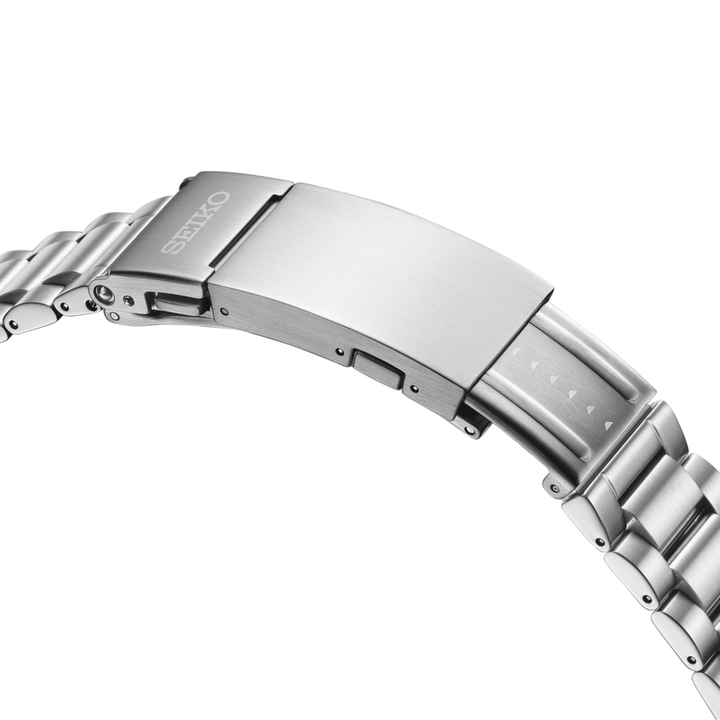 Seiko Prospex HBC002J1 stainless steel bracelet — three-fold clasp with push-button release and solid slide micro-adjuster detail
