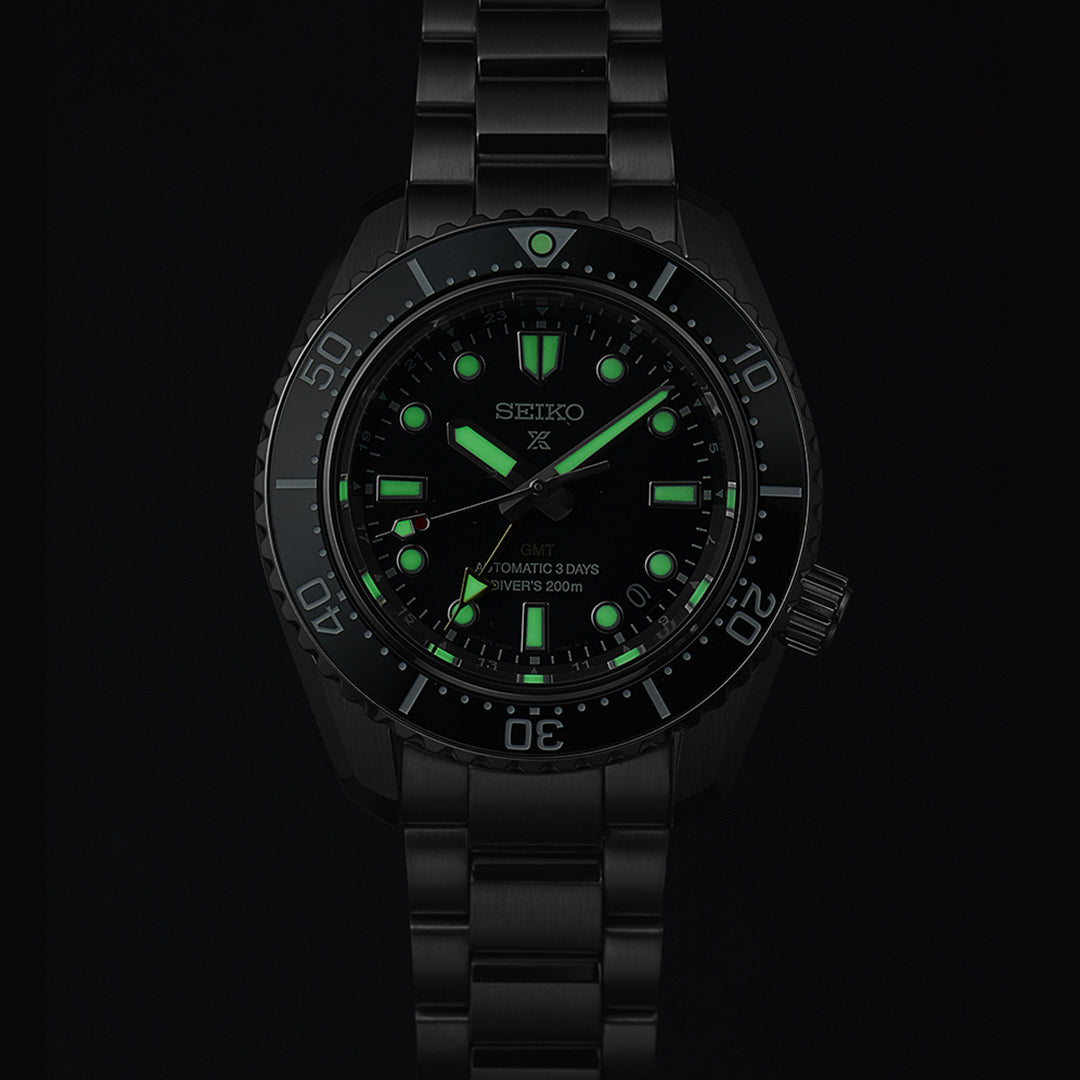 Seiko Prospex GMT diver SPB381J1 with 200m water resistance and LumiBrite markers