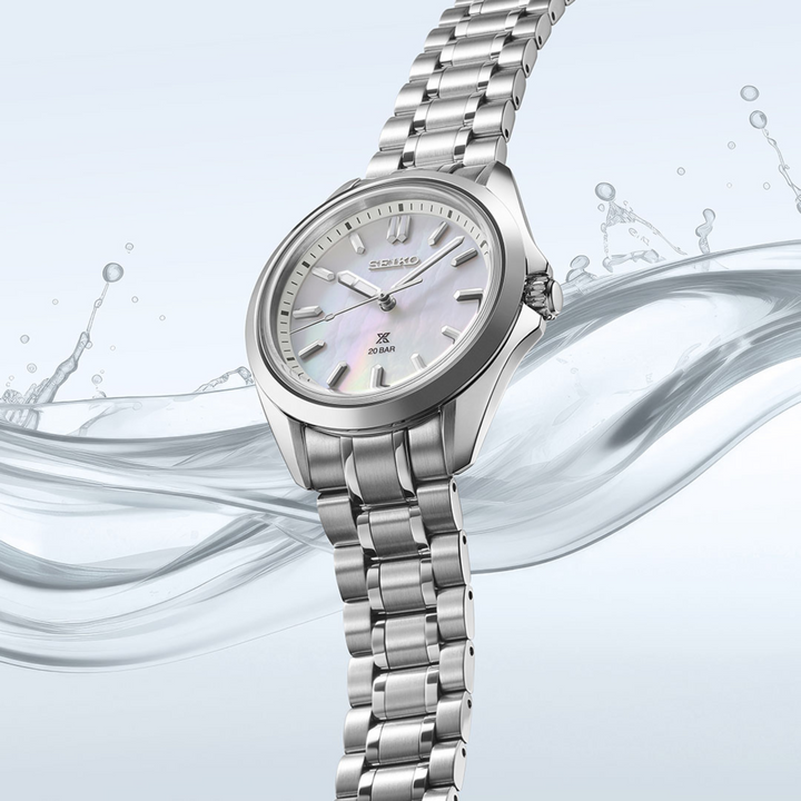 Seiko SUR605J1 silver mother-of-pearl dial LumiBrite hands date display