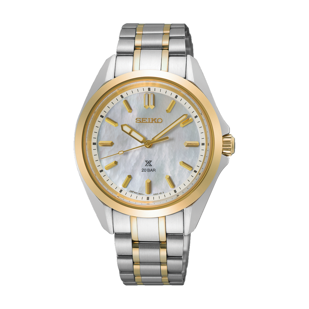 Seiko Prospex SUR608J1 quartz two-tone white mother-of-pearl dial 34mm 200m