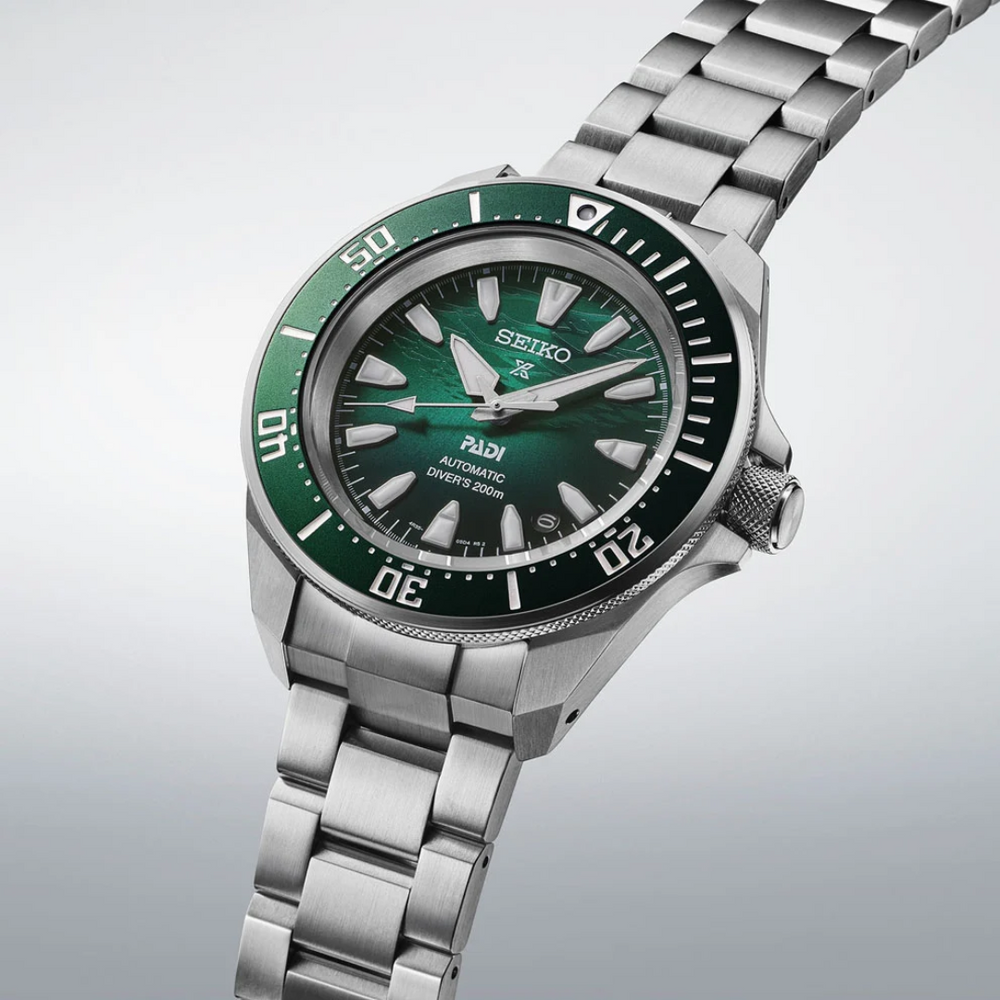 Seiko SRPL53K1 PADI Prospex diver stainless steel bracelet with green dial