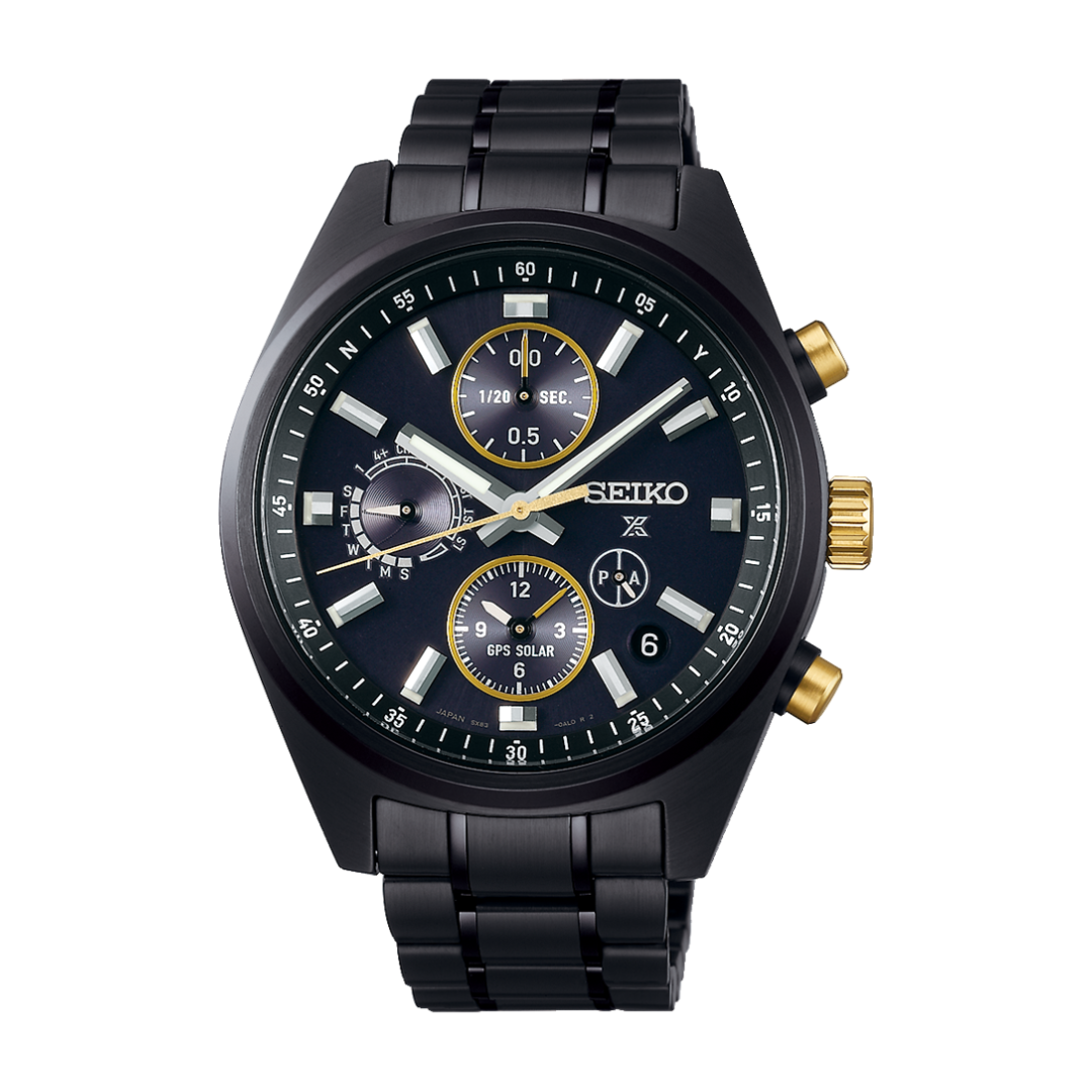 Seiko Prospex SSH169J1 100th Anniversary Limited Edition GPS Solar Chronograph Men’s Watch with black case and bracelet