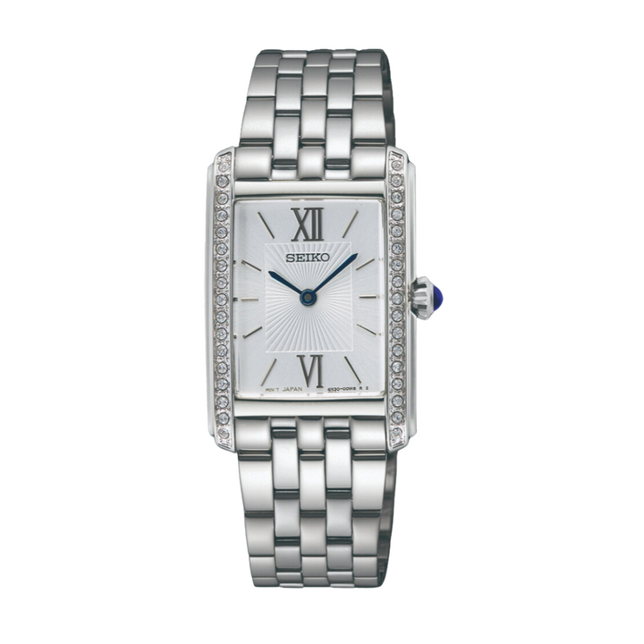 Seiko SWR091P1 crystal bezel silver dial women&