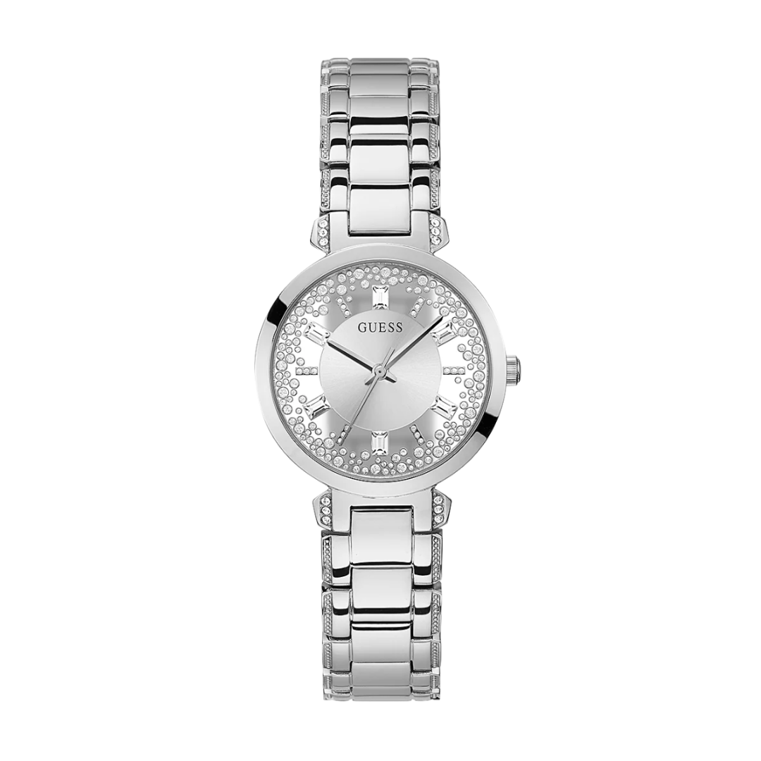 GUESS GW0470L1 CRYSTAL CLEAR QUARTZ ANALOG 3 HANDS WOMEN WATCH