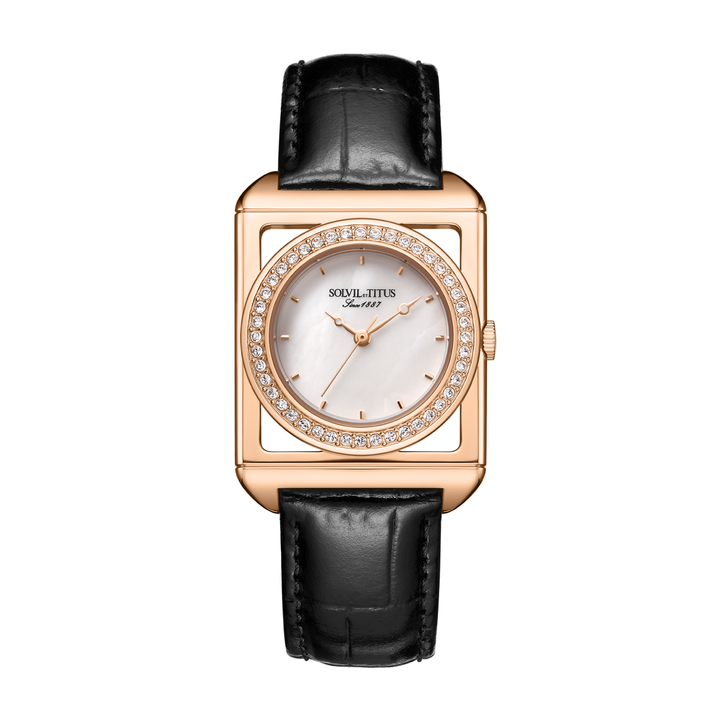 SOLVIL ET TITUS THE LETTER W06-03302-003 3 HANDS QUARTZ LEATHER WOMEN WATCH