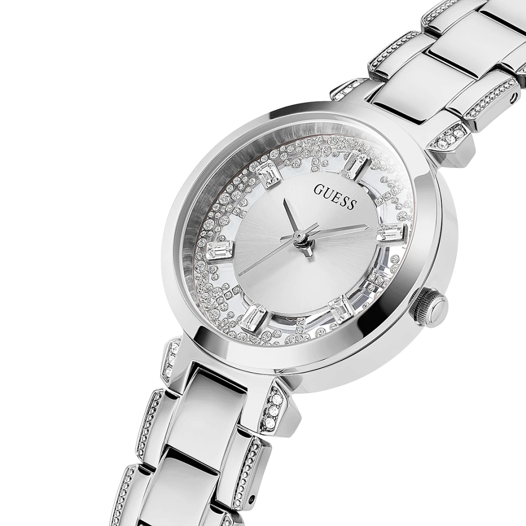 GUESS GW0470L1 CRYSTAL CLEAR QUARTZ ANALOG 3 HANDS WOMEN WATCH
