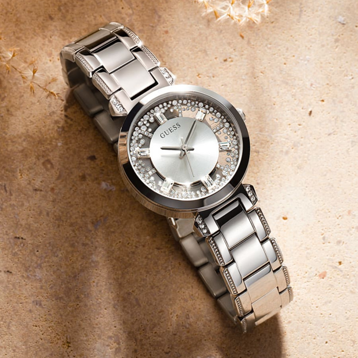 GUESS GW0470L1 CRYSTAL CLEAR QUARTZ ANALOG 3 HANDS WOMEN WATCH