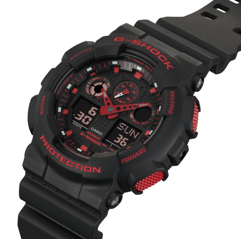 CASIO G-SHOCK GA-100BNR-1ADR SPECIAL COLOUR MODELS BLACK WATCH