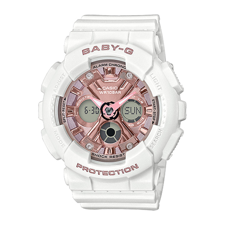 CASIO BABY-G BA-130-7A1DR ANALOG-DIGITAL WHITE PINK WATCH