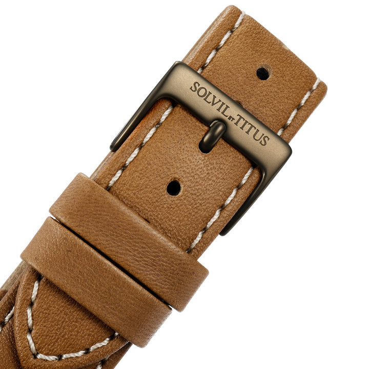 SOLVIL ET TITUS CLASSICIST W06-03222-006 MULTI-FUNCTION QUARTZ LEATHER MEN WATCH