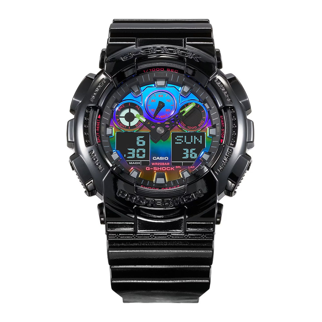 CASIO G-SHOCK GA-100RGB-1ADR VIRTUAL RAINBOW ANALOG DIGITAL BLACK WATCH
