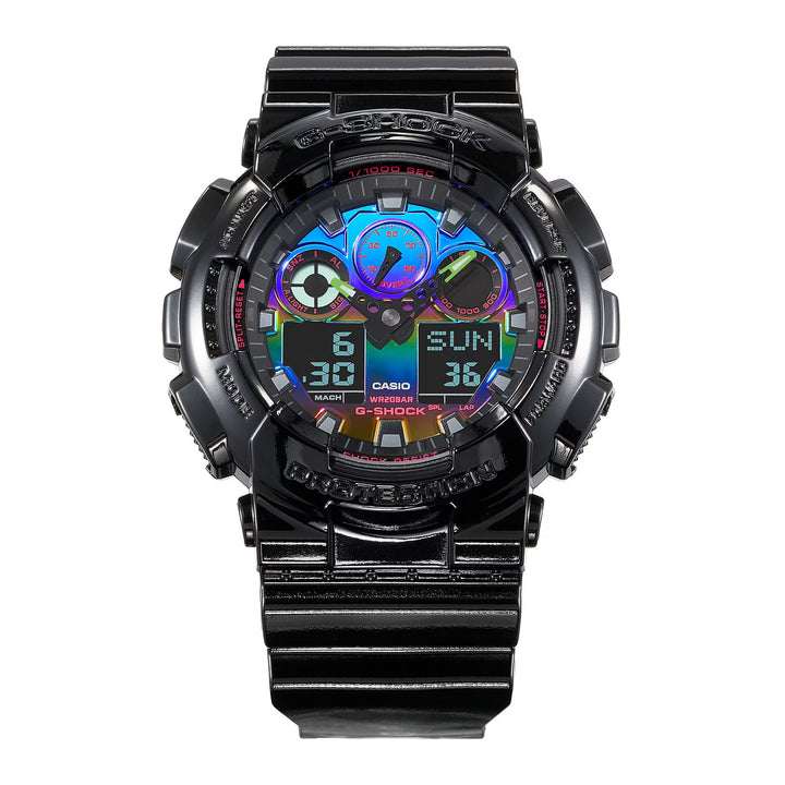 CASIO G-SHOCK GA-100RGB-1ADR VIRTUAL RAINBOW ANALOG DIGITAL BLACK WATCH