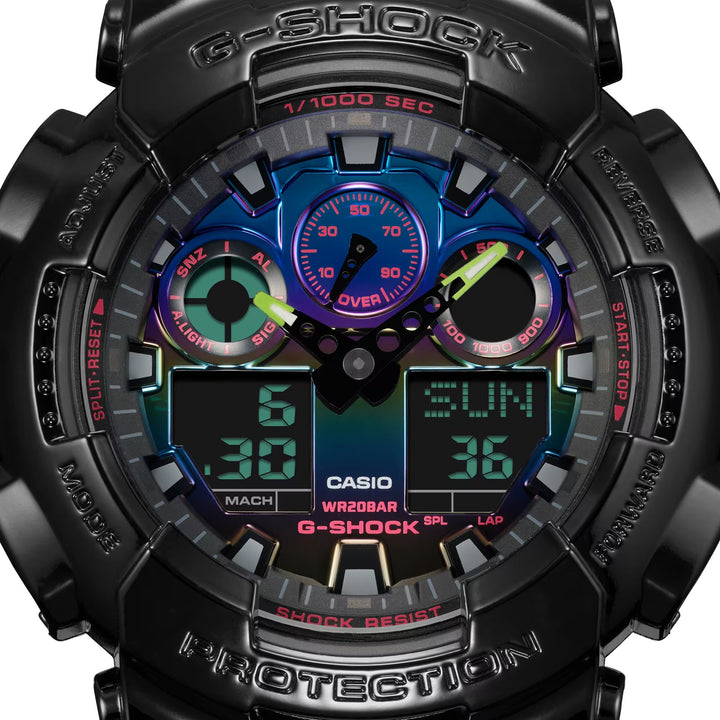 CASIO G-SHOCK GA-100RGB-1ADR VIRTUAL RAINBOW ANALOG DIGITAL BLACK WATCH