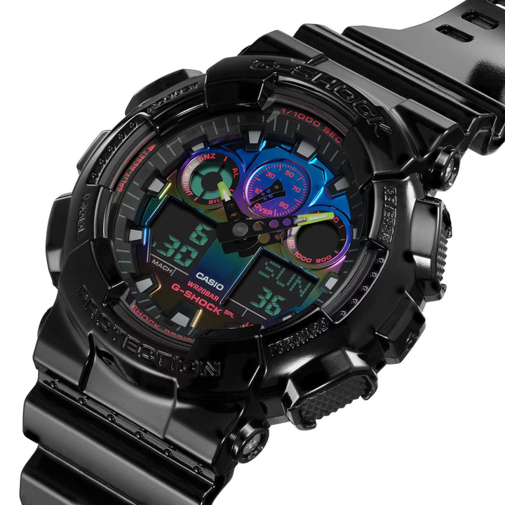 CASIO G-SHOCK GA-100RGB-1ADR VIRTUAL RAINBOW ANALOG DIGITAL BLACK WATCH
