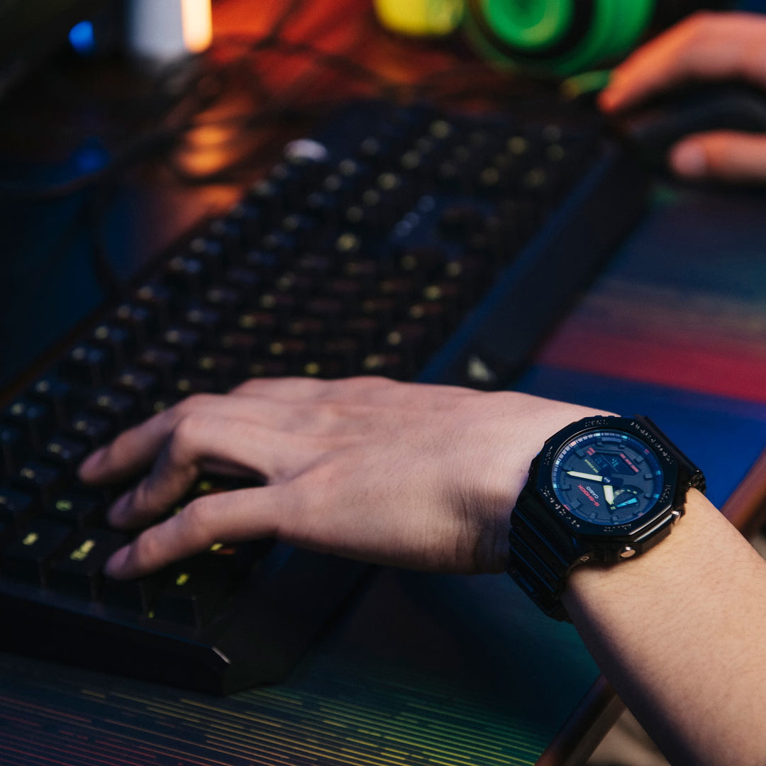 CASIO G-SHOCK GA-2100RGB-1ADR VIRTUAL RAINBOW ANALOG DIGITAL BLACK WATCH