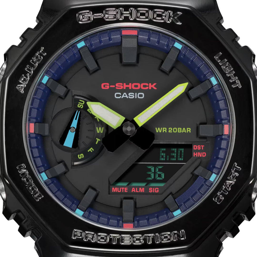 CASIO G-SHOCK GA-2100RGB-1ADR VIRTUAL RAINBOW ANALOG DIGITAL BLACK WATCH