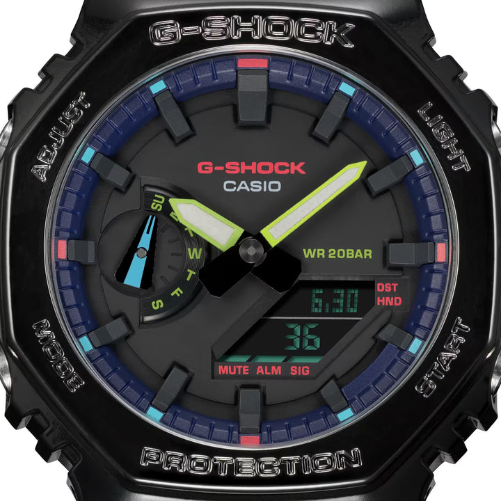 CASIO G-SHOCK GA-2100RGB-1ADR VIRTUAL RAINBOW ANALOG DIGITAL BLACK WATCH