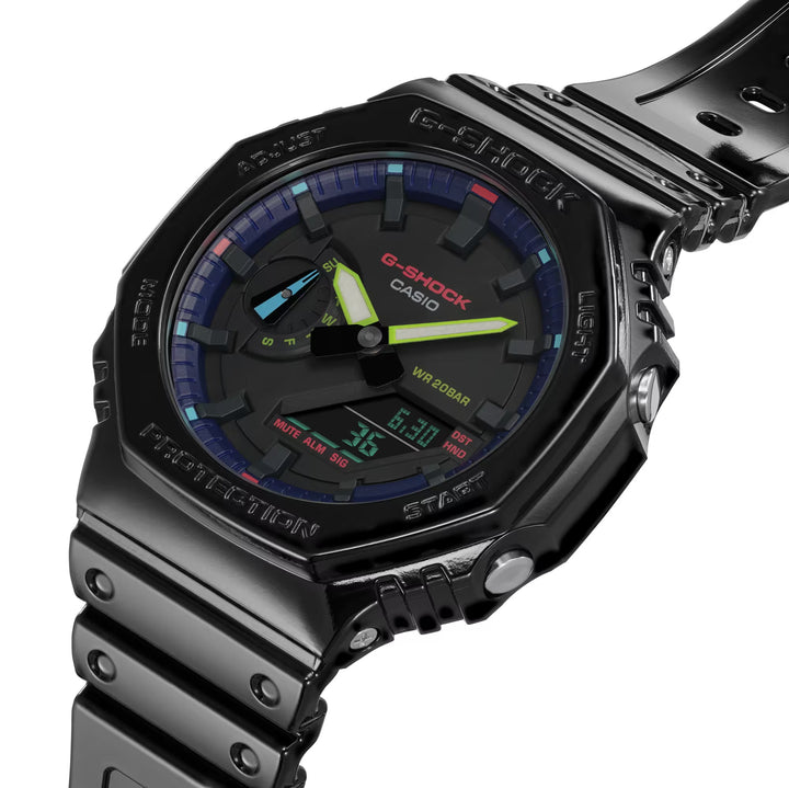 CASIO G-SHOCK GA-2100RGB-1ADR VIRTUAL RAINBOW ANALOG DIGITAL BLACK WATCH