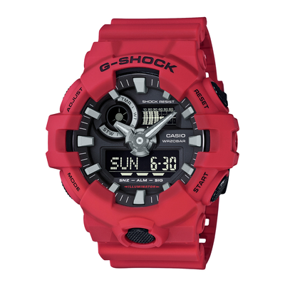 Casio G-Shock GA-700-4ADR red 3D dial front button Super Illuminator shock resistant 200m