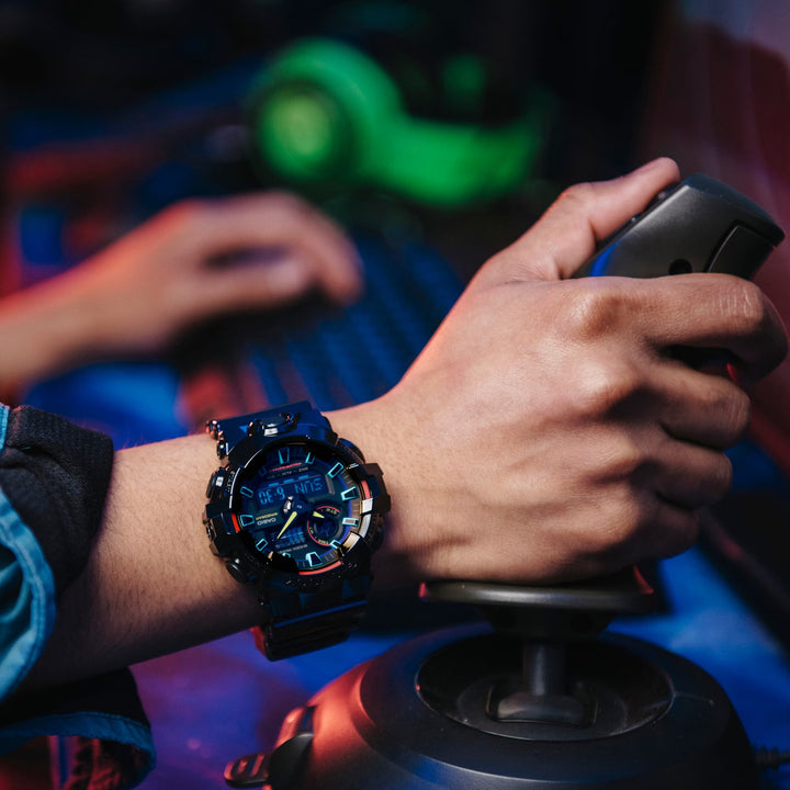 CASIO G-SHOCK GA-700RGB-1ADR VIRTUAL RAINBOW ANALOG DIGITAL BLACK WATCH