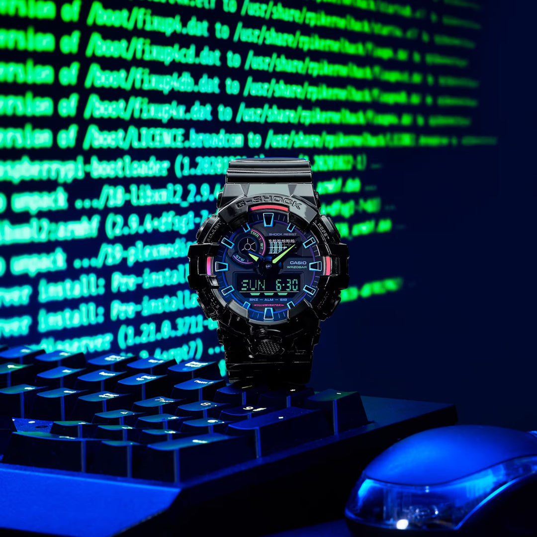 CASIO G-SHOCK GA-700RGB-1ADR VIRTUAL RAINBOW ANALOG DIGITAL BLACK WATCH