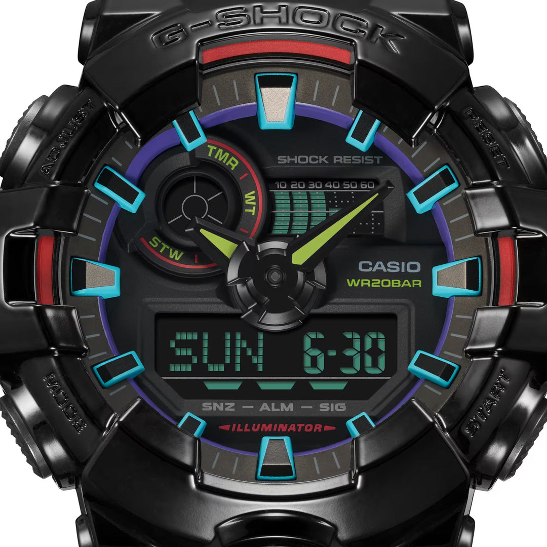 CASIO G-SHOCK GA-700RGB-1ADR VIRTUAL RAINBOW ANALOG DIGITAL BLACK